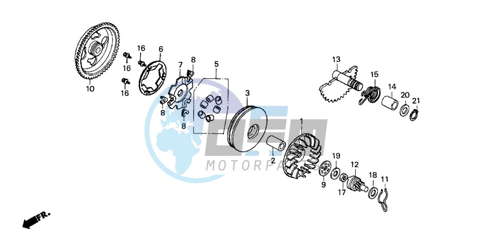 DRIVE FACE/ KICK STARTER SPINDLE