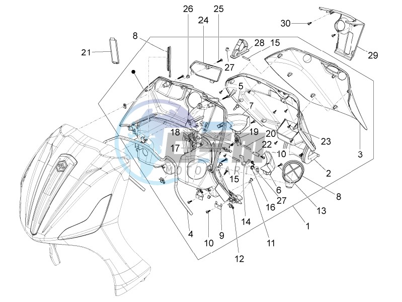 Front glove-box - Knee-guard panel