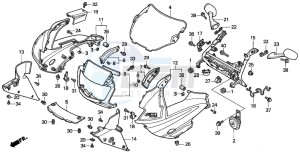 CBR600F drawing UPPER COWL (CBR600FS/3S/T/3T/SET)