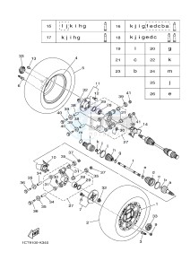 YFM450FWAD YFM45FGPAD GRIZZLY 450 EPS (1CTU 1CTV) drawing REAR WHEEL