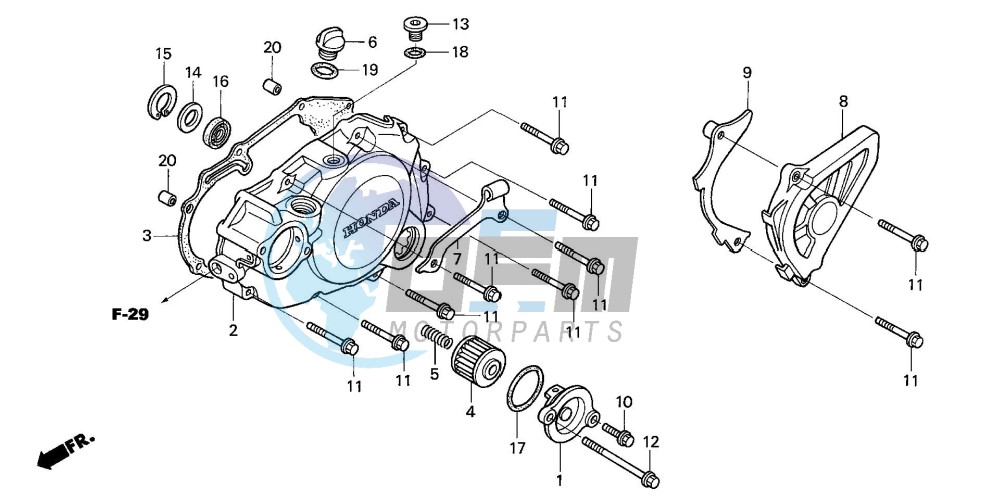 L. CRANKCASE COVER (TRX450R4,5)