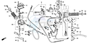 TRX350TE FOURTRAX ES drawing HANDLE LEVER/SWITCH/CABLE