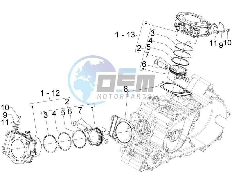 Cylinder-piston-wrist pin unit