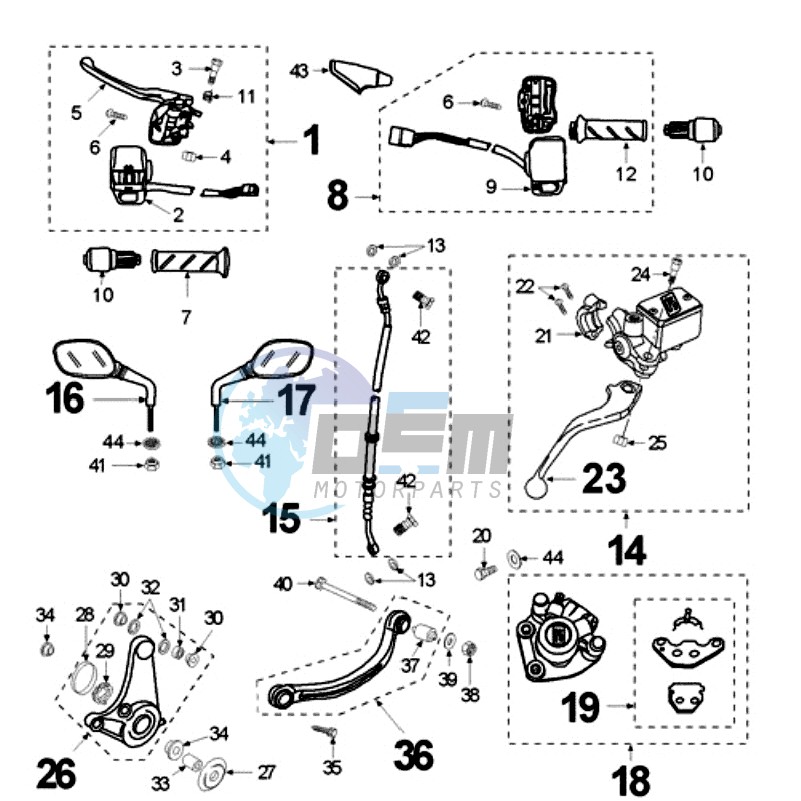 BRAKE CALIPER *HENG TONG * BRAKE LEVER DOMINO