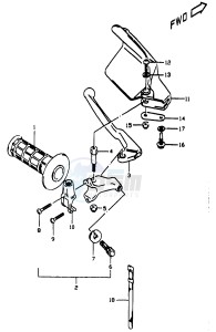 DR350 (V-W-X) drawing LEFT HANDLE LEVER (E24)