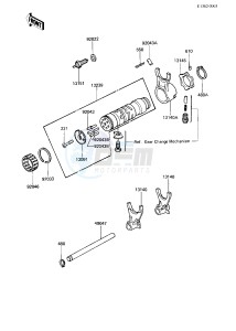 KZ 750 R [GPZ] (R1) [GPZ] drawing GEAR CHANGE DRUM & FORKS