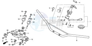 NX650 500 DOMINATOR drawing HANDLE PIPE/TOP BRIDGE