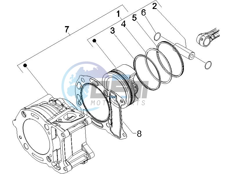 Cylinder-piston-wrist pin unit