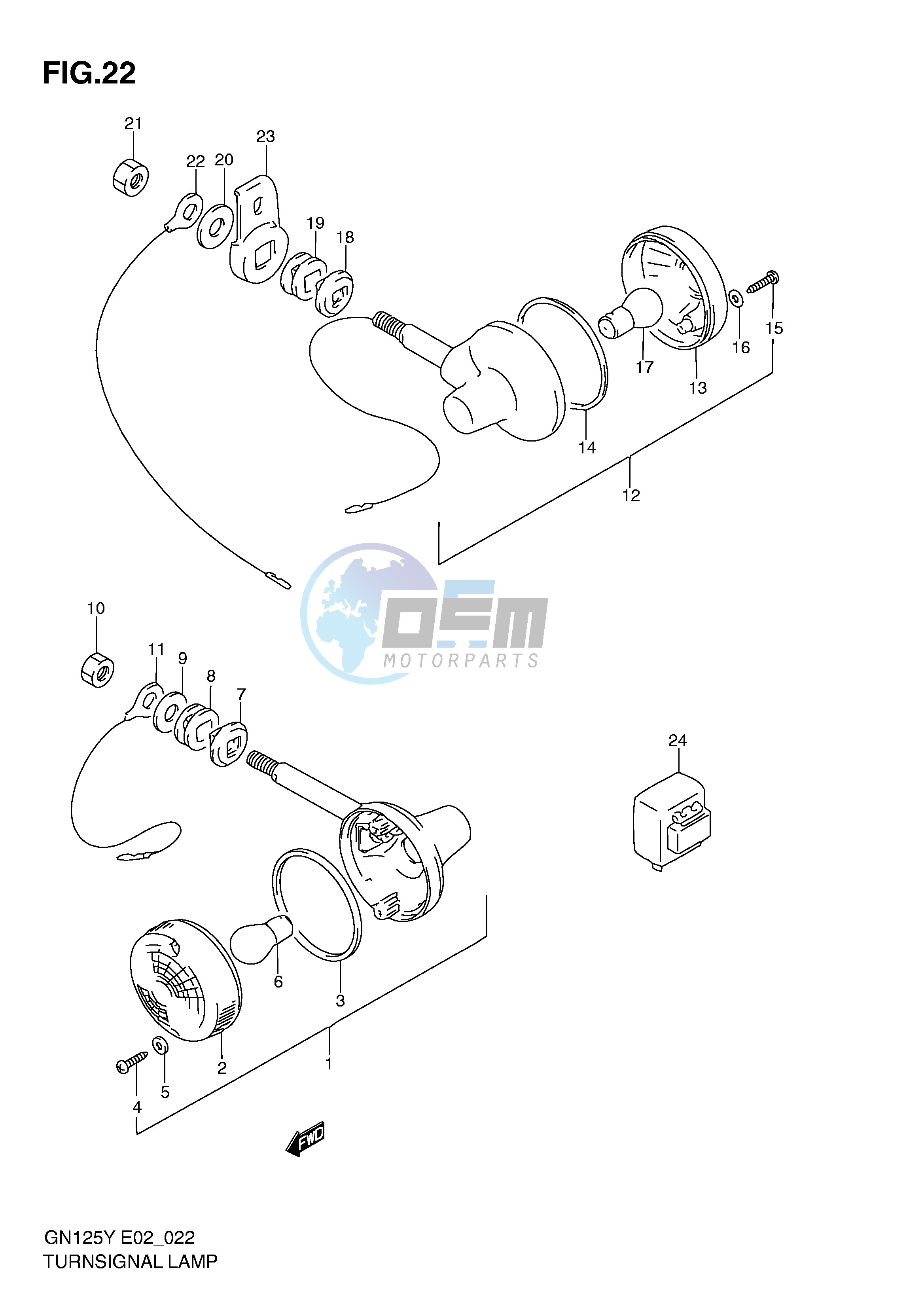 TURN SIGNAL LAMP (MODEL V W X E1,E2,E4,E18,E21,E22,E71,P9)