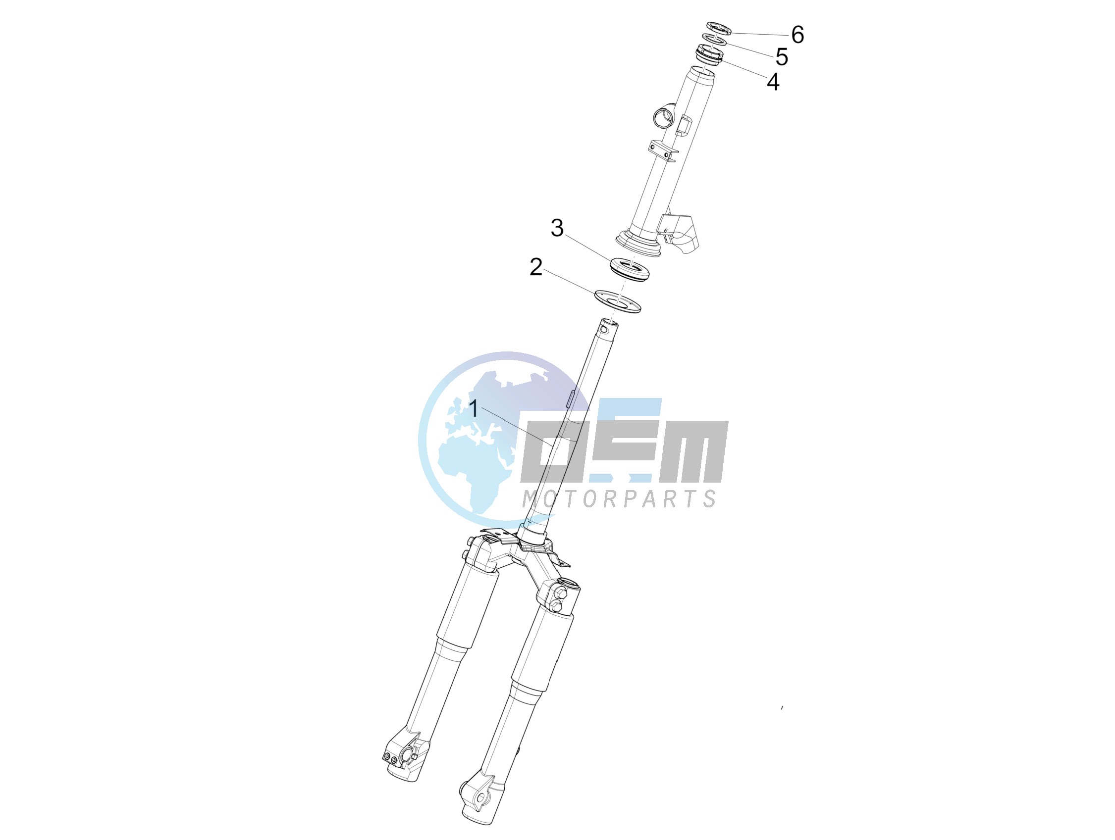 Fork steering tube - Steering bearing unit