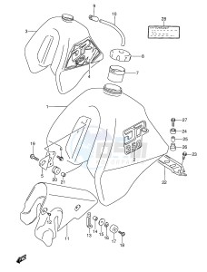 DR350 (E3) drawing FUEL TANK (MODEL L M)