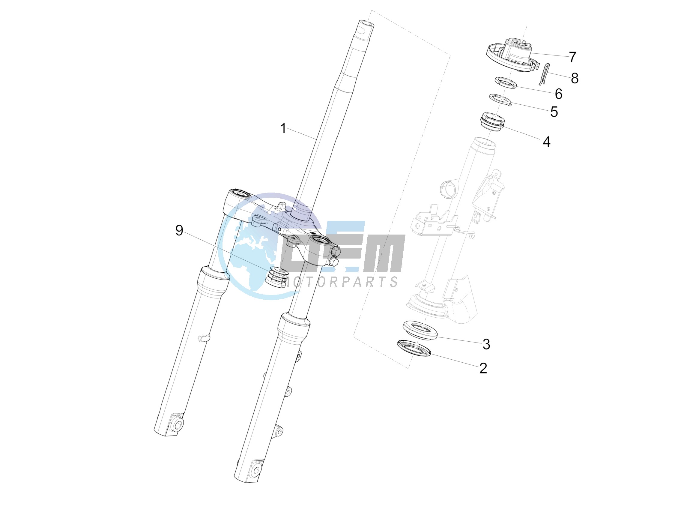 Fork/steering tube - Steering bearing unit