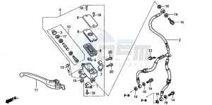 CB900F HORNET 900 drawing FR. BRAKE MASTER CYLINDER