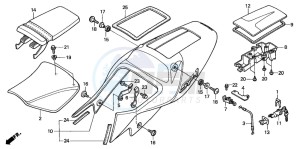 VTR1000SP RC51 drawing SEAT/SEAT COWL