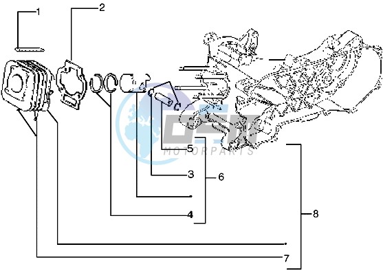 Cylinder-piston-wrist pin assy