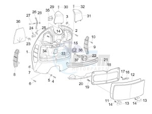 GTS 300 ie USA drawing Front glovebox - Knee-guard panel