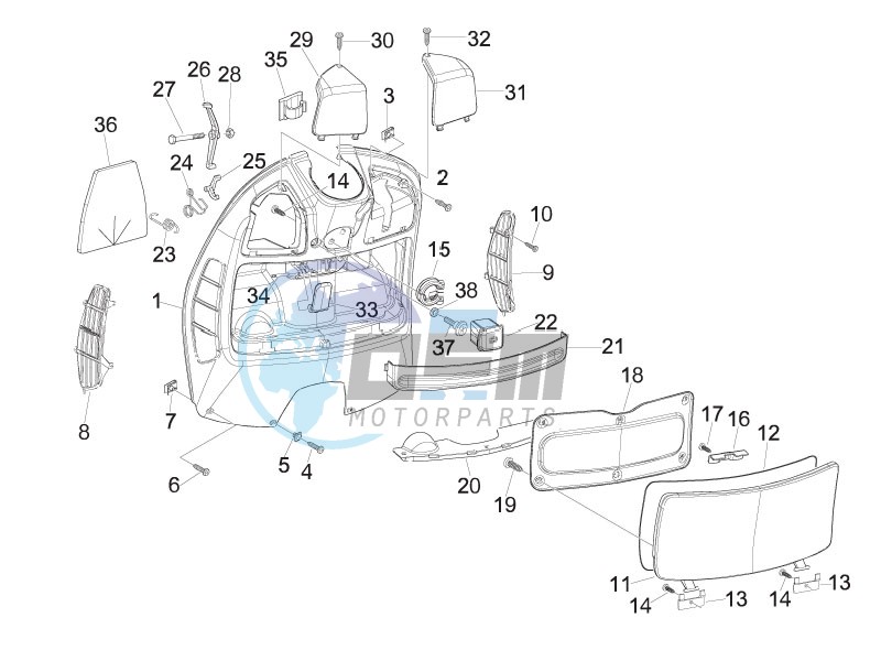 Front glovebox - Knee-guard panel