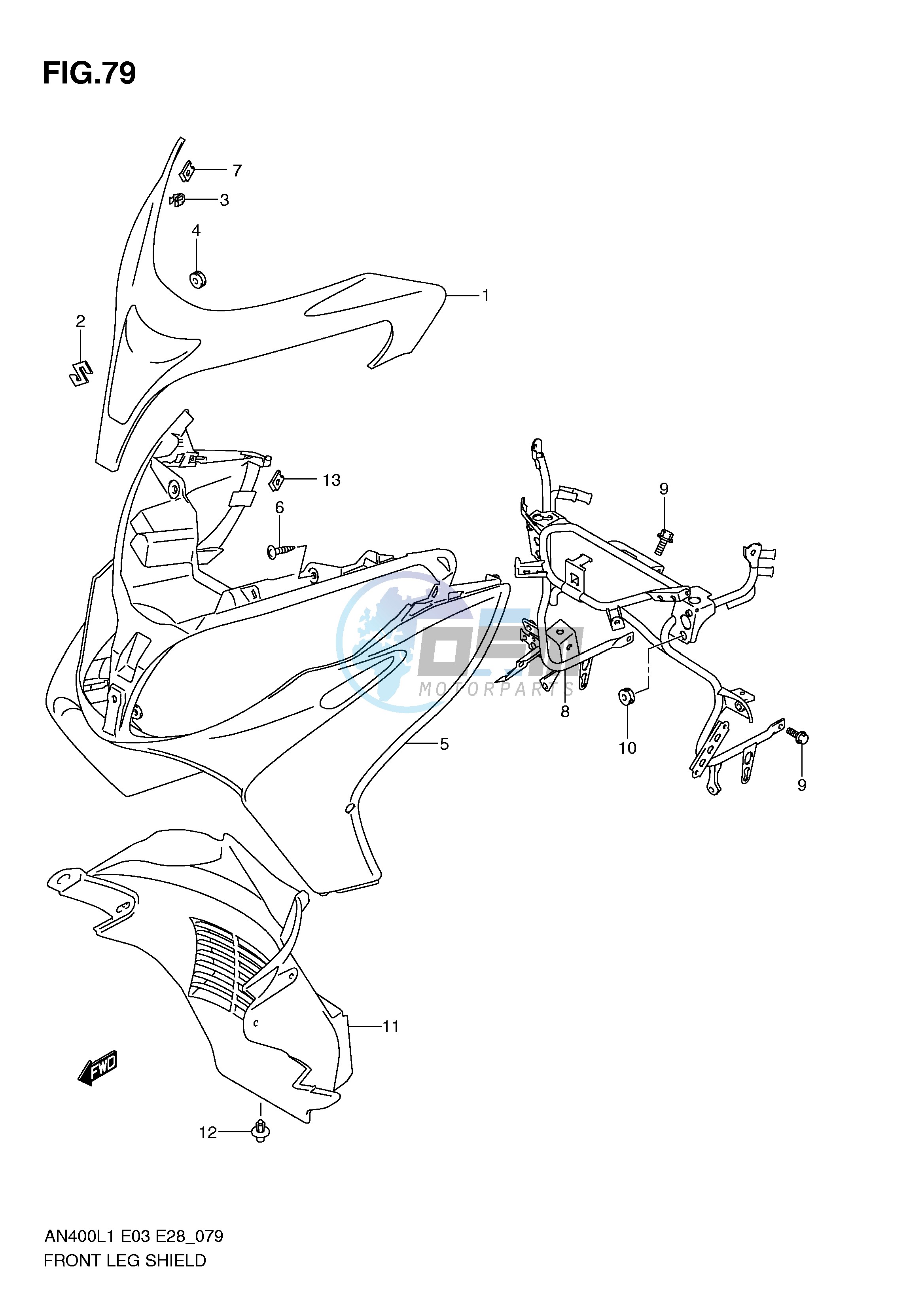 FRONT LEG SHIELD (AN400ZAL1 E28)