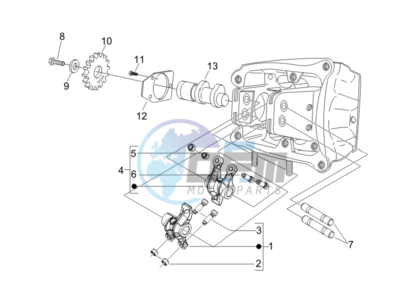 Camshaft - Rocking levers support unit