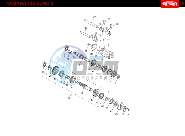 GEARBOX  Yamaha 125 EURO-3