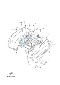 YFM700FWBD YFM70KPHH KODIAK 700 EPS HUNTER (2SMF) drawing REAR FENDER