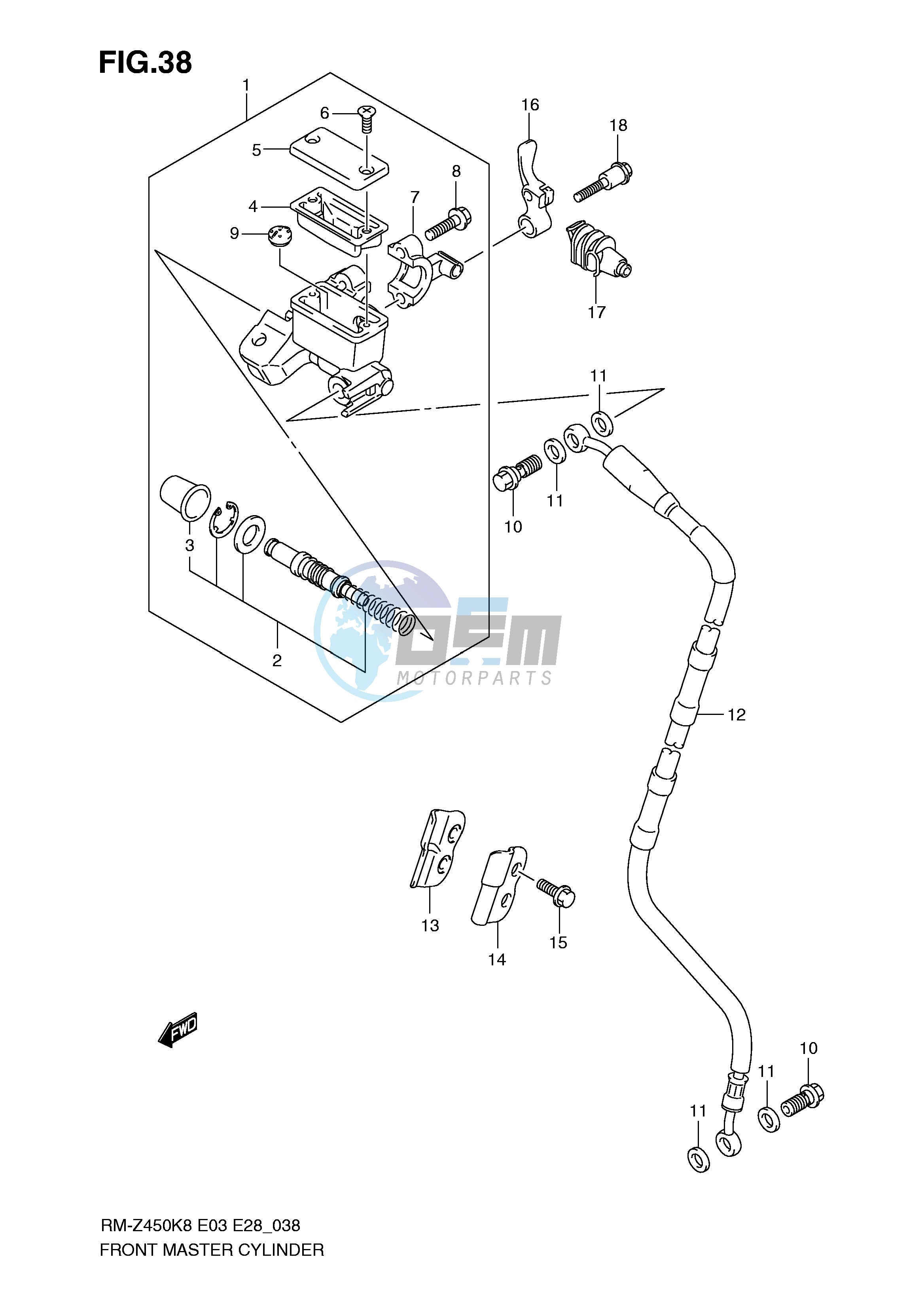 FRONT MASTER CYLINDER (RM-Z450K8 K9 L0)