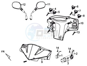 X'PRO 50 45KMH (L8) EU EURO4 drawing HEADLIGHTKAP / MIRRORS /  SWITCHES