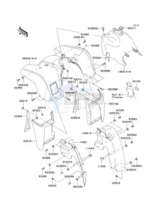 KVF 360 A [PRAIRIE 360 4X4] (A6F-A9F) A8F drawing FRONT FENDER-- S- -