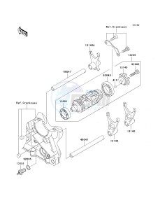 ZX 900 F [NINJA ZX-9R] (F1-F2) [NINJA ZX-9R] drawing GEAR CHANGE DRUM_SHIFT FORK-- S- -