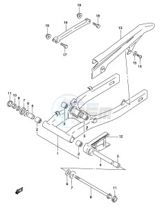 GS500 (P19) drawing REAR SWINGING ARM (MODEL K3)