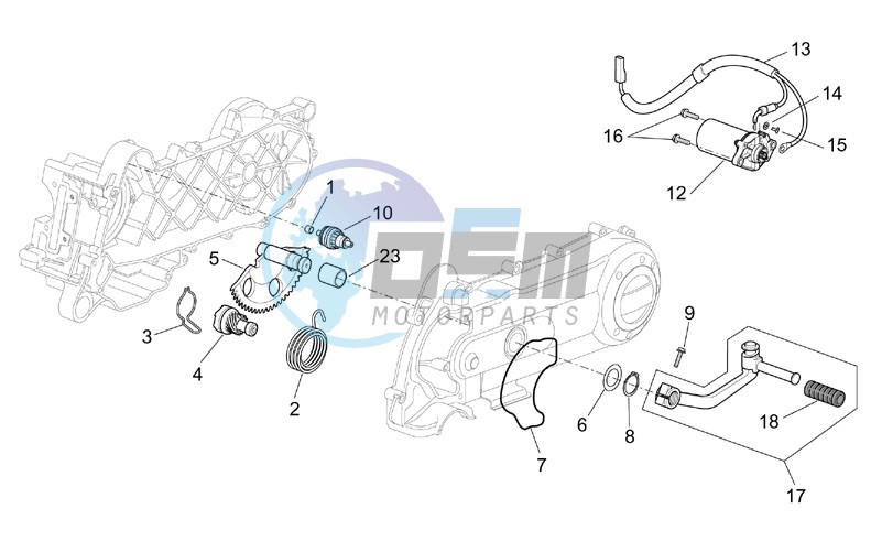 Kick-start gear - starter motor