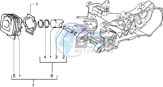 Cylinder-piston-wrist pin assy