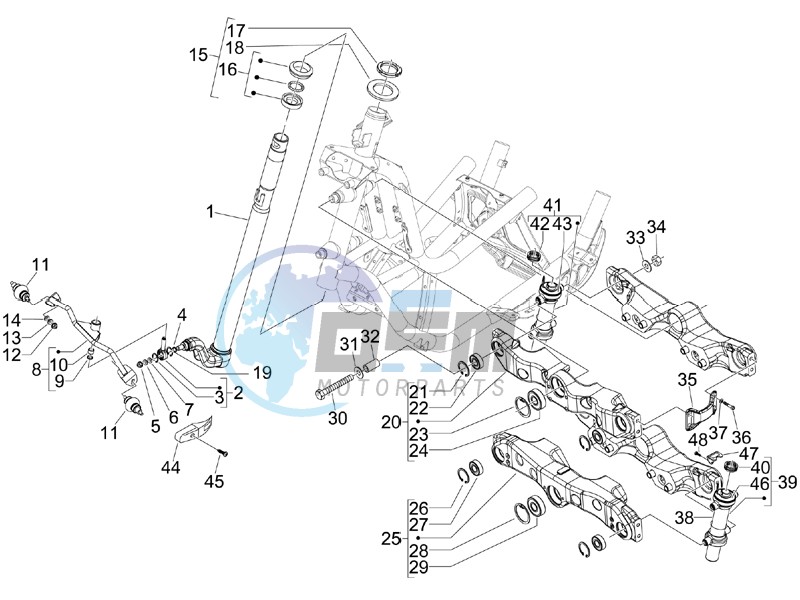 Fork steering tube - Steering bearing unit