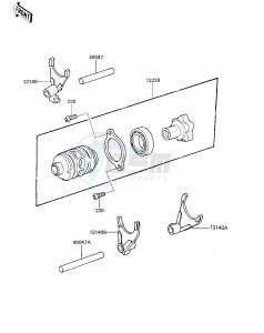 KX 125 C [KX125L] (C1) [KX125L] drawing GEAR CHANGE DRUM & FORKS