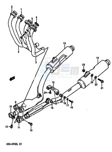 GSX-R750 (J-K-L) drawing MUFFLER (MODEL J)