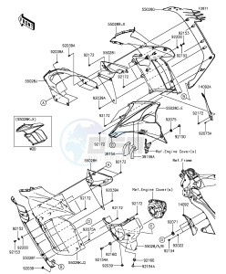 Z1000SX ZX1000LGF FR GB XX (EU ME A(FRICA) drawing Cowling(Center)