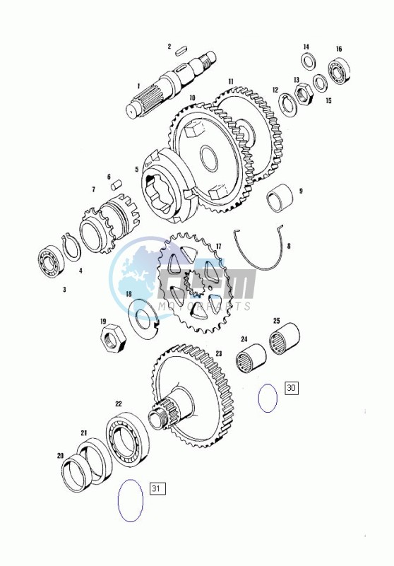 Countershaft-mainshaft