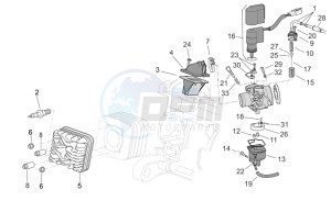 Scarabeo 50 2t e2 (eng. piaggio) drawing Cylinder head - Carburettor