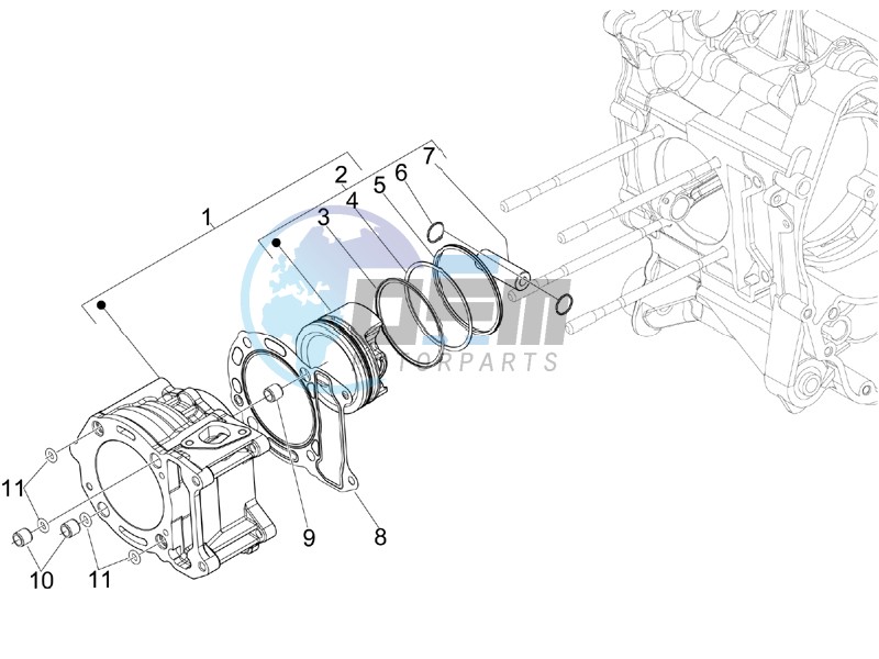 Cylinder-piston-wrist pin unit