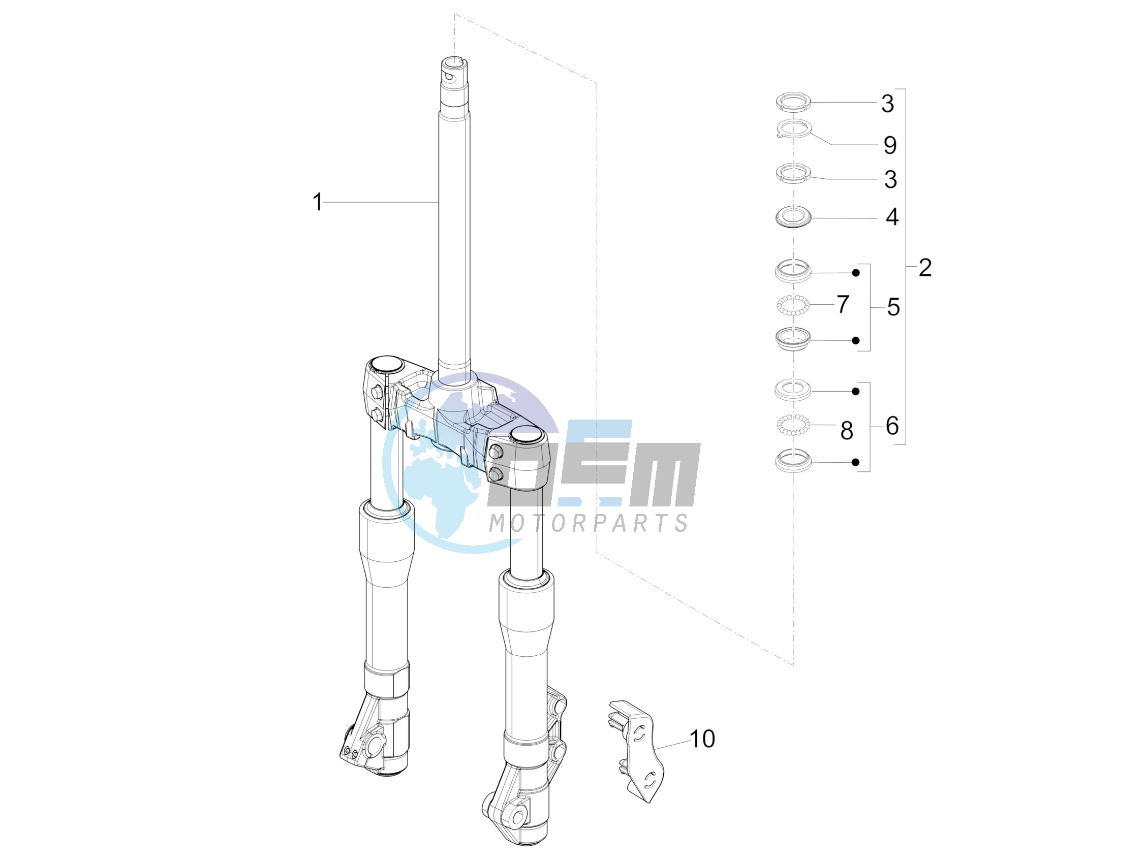 Fork/steering tube - Steering bearing unit