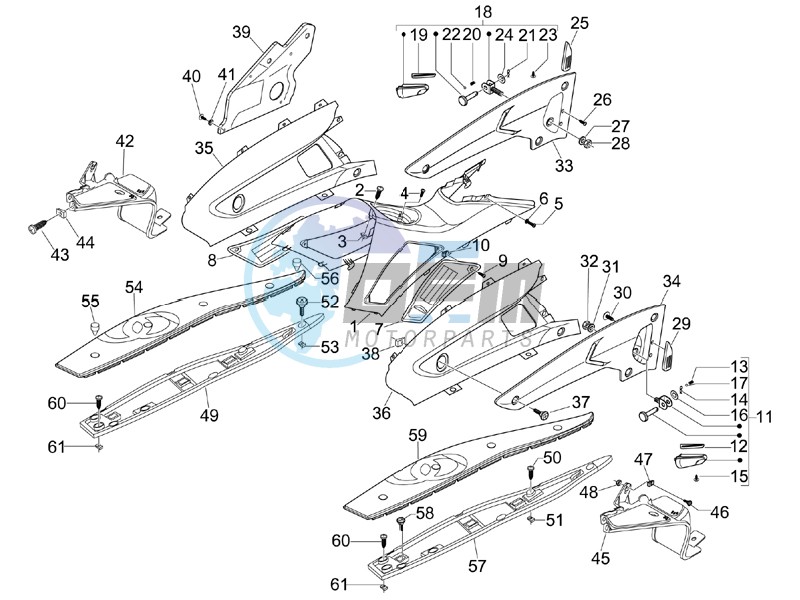 Central cover - Footrests