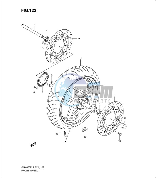 FRONT WHEEL (GSX650FUAL1 E21)