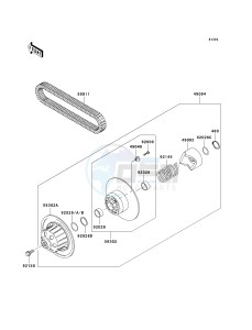 KAF 620 R [MULE 4010 TRANS4X4] (R9F-RAFA) R9F drawing DRIVEN CONVERTER_DRIVE BELT