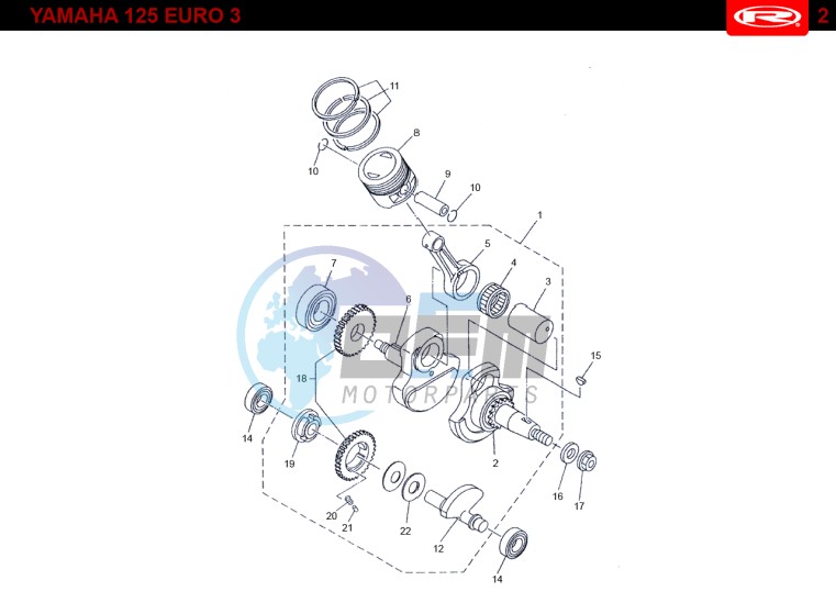 PISTON - CRANKSHAFT  Yamaha 125 EURO-3