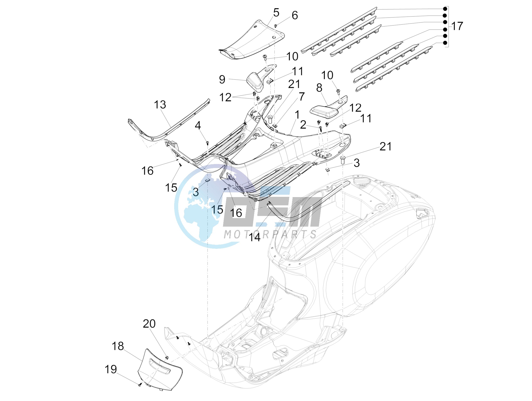 Central cover - Footrests