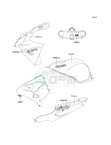 ZX 900 E [NINJA ZX-9R] (E1-E2) [NINJA ZX-9R] drawing DECALS-- GREEN- --- ZX900-E2- -