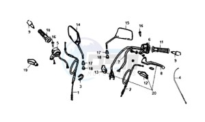 XS125-K drawing MIRRORS L /R / THROTTLE CABLE / BRAKE LEVERS