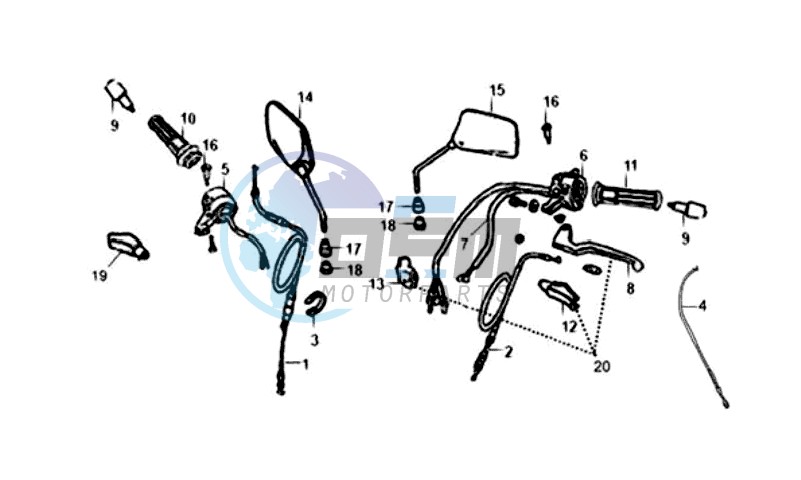 MIRRORS L /R / THROTTLE CABLE / BRAKE LEVERS