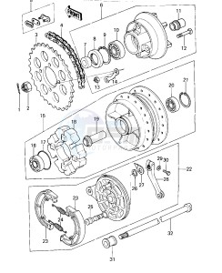 KZ 400 A B (A1-B2) drawing REAR HUB_BRAKE_CHAIN