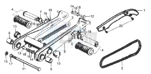 WOLF 125 drawing REAR FORK - CHAIN - FOOTREST